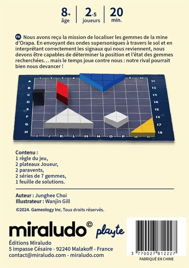 Boîte de jeu Miraludo avec illustration de gemmes