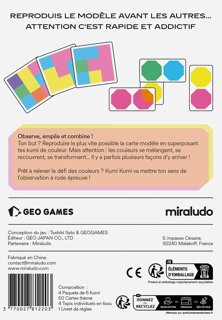 Boîte de jeu Kumi Kumi coloré et addictif