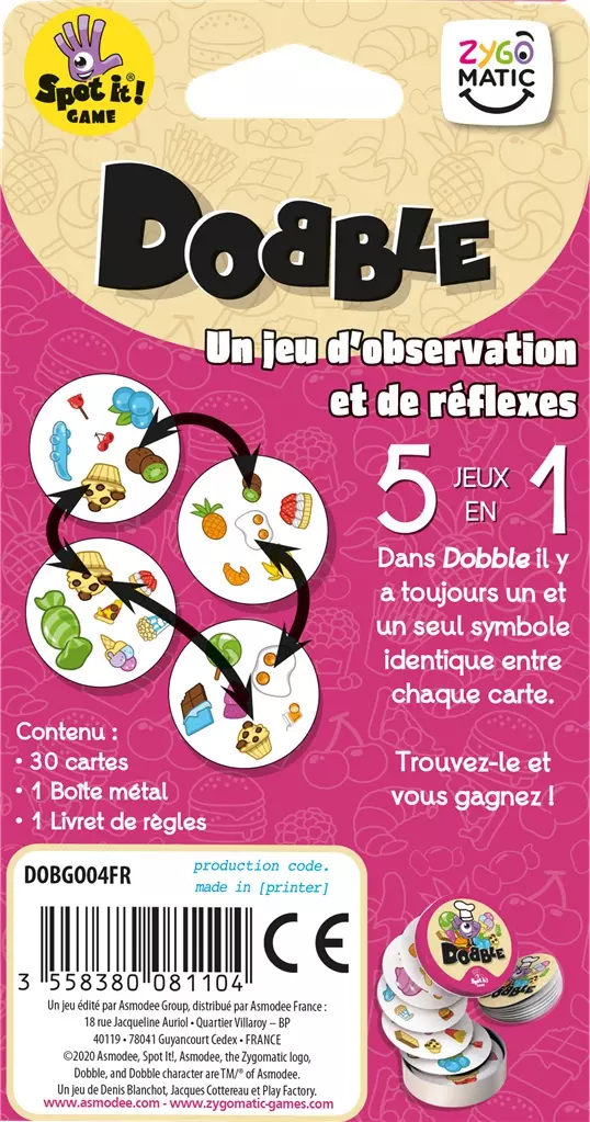 Jeu de cartes Dobble en pack rose