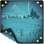 Paysage nocturne de montagnes et maison isolée