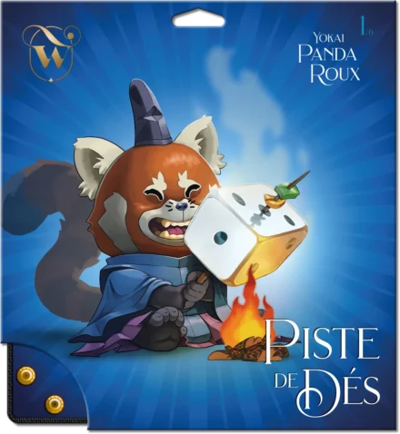 Red panda magicien jouant avec des dés enflammés