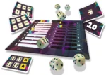 Jeu de société coloré avec dés et cartes