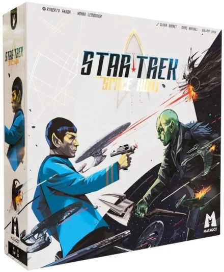 Boîte du jeu Star Trek : Space Hunt, Spock face à un extraterrestre