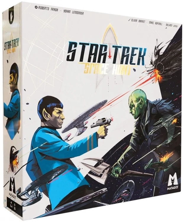 ffnfc0aw2496.webp Boîte du jeu Star Trek : Space Hunt, Spock face à un extraterrestre