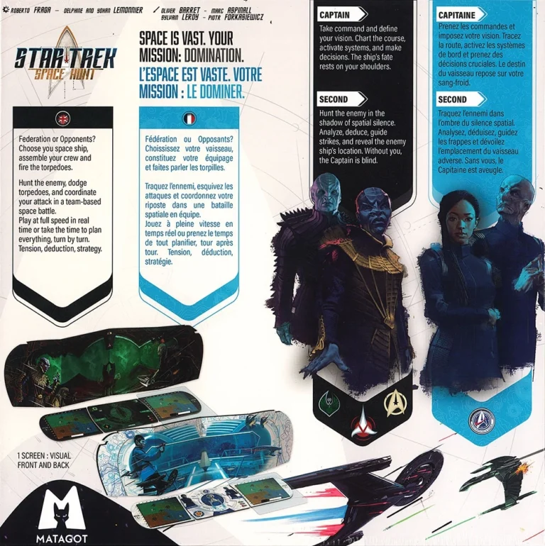 Affiche bilingue du jeu de plateau Star Trek Space Hunt