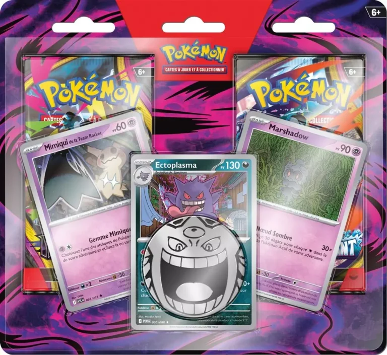 Coffret Pokémon avec cartes Mimikyu, Ectoplasma et Marshadow