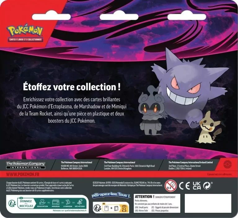 Dos d’emballage Pokémon avec Ectoplasma, Marshadow et Mimiqui