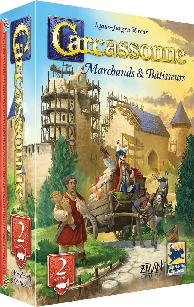 carcassonne extensionmarchands et bâtisseurs (édition 2025) Boîte jeu Carcassonne Marchands Bâtisseurs château médiéval