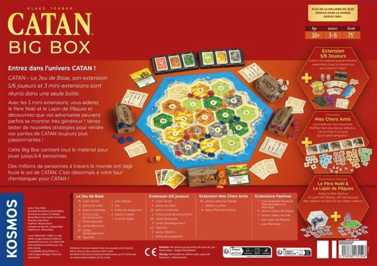 Boîte de jeu Catan Big Box avec plateau et extensions