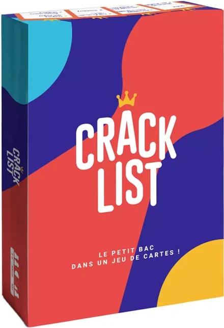 Boîte jeu de cartes Crack List colorée avec couronne