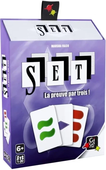 Boîte du jeu de société SET, jeu d'observation et logique