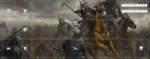 Guerriers médiévaux à cheval en armure combat épée