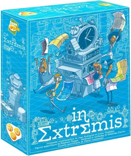 Boîte de jeu In Extremis avec illustrations futuristes colorées