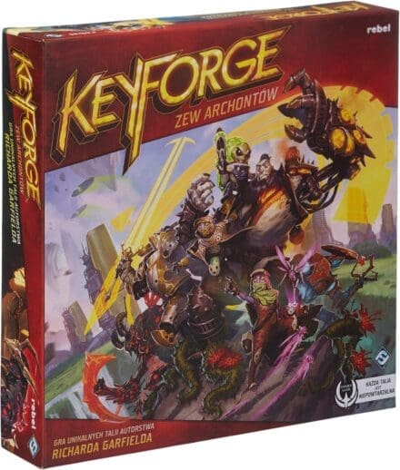 Boîte de jeu Keyforge Zew Archontów avec personnages fantastiques