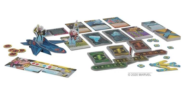 Jeu de société Marvel avec cartes, figurines et plateau de jeu