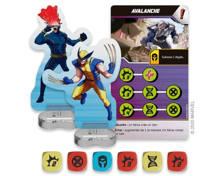 Jeu de cartes Avalanche avec héros Marvel et jetons