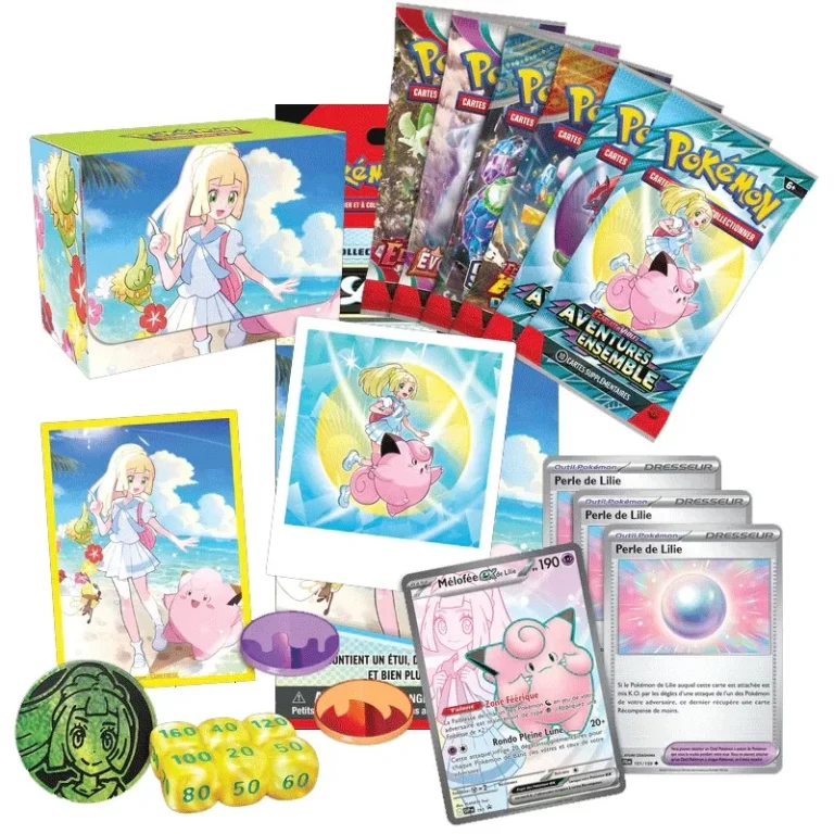 Coffret Pokémon avec cartes, boîte et accessoires