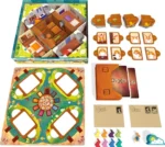Jeu de société coloré avec cartes et plateau illustré