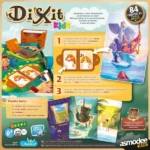 Boîte du jeu Dixit Kids avec cartes colorées.