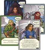 Cartes illustrées de héros fantastiques du jeu.