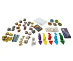 Contenu complet jeu de société avec figurines et jetons colorés