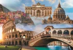 Collage monuments italiens Colosseum Trevi Venise