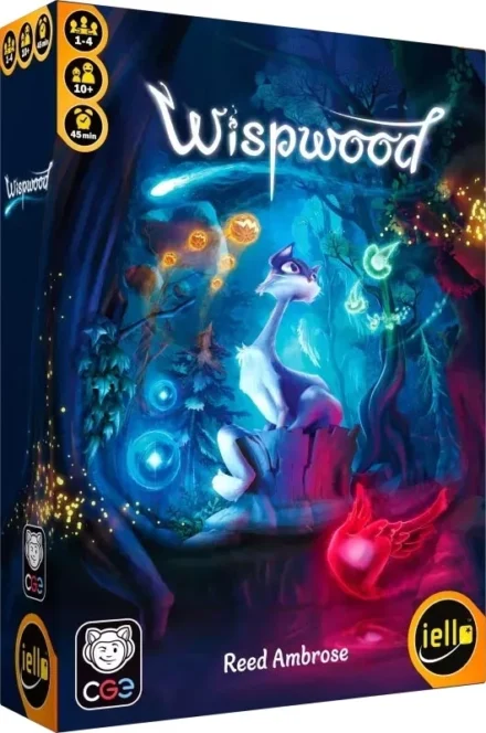 Boîte jeu Wishwood avec créature magique bleue et lumières