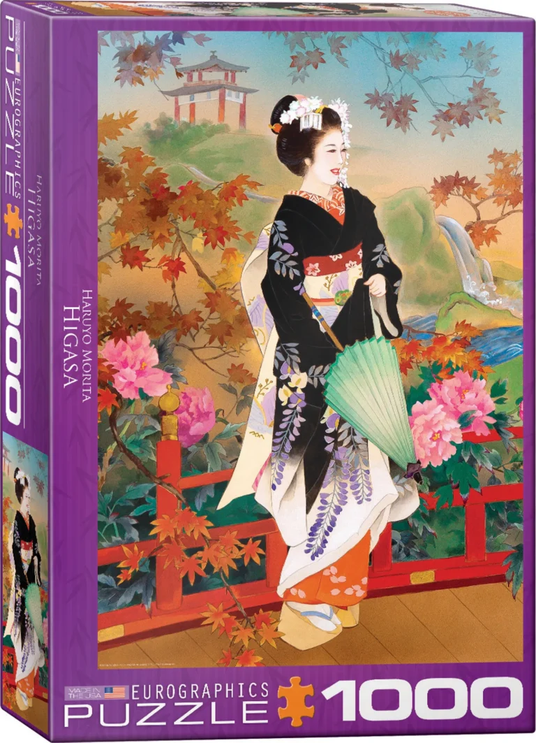 Femme kimono japonais automne jardin asiatique puzzle