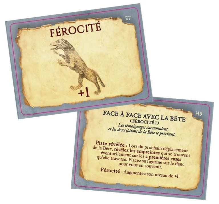 Cartes de jeu Férocité et Face à Face avec la Bête
