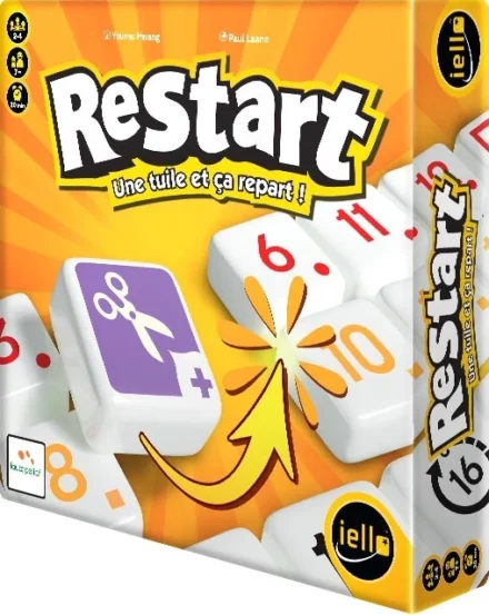 Jeu Restart avec dés numériques colorés et explosion