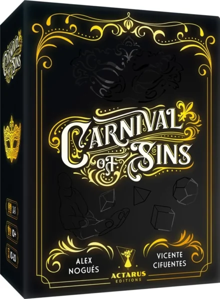 Boîte du jeu Carnival of Sins noire et dorée
