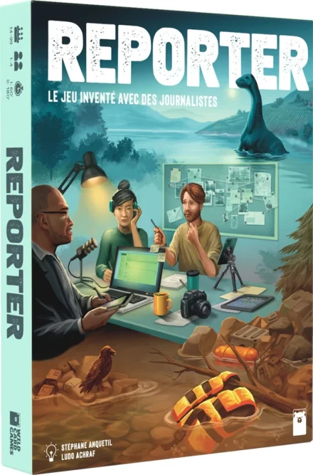 Boîte du jeu Reporter avec journalistes enquêtant