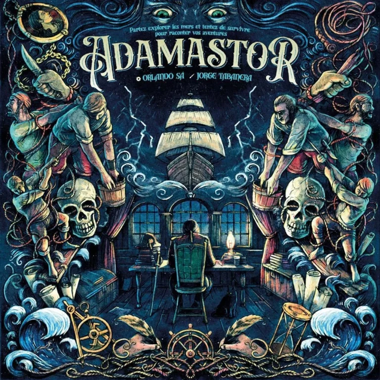 Illustration maritime sombre avec navire et marins