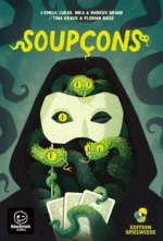 Couverture jeu Soupçons avec masque et serpents