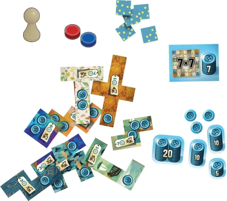 Éléments d’un jeu de société avec boutons et cartes