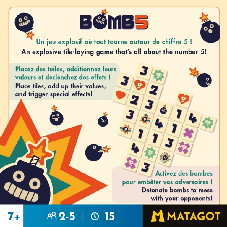 Affiche colorée du jeu de société BOMBS