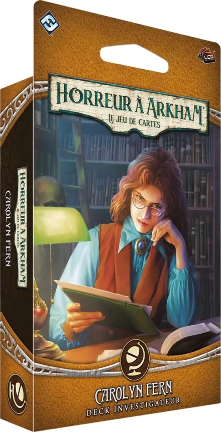 Boîte jeu Horreur à Arkham avec personnage Carolyn Fern enquêtrice