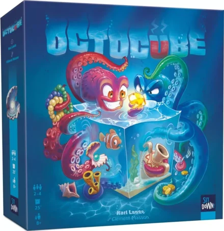 Boîte jeu Octopus avec pieuvre rouge et créatures marines colorées