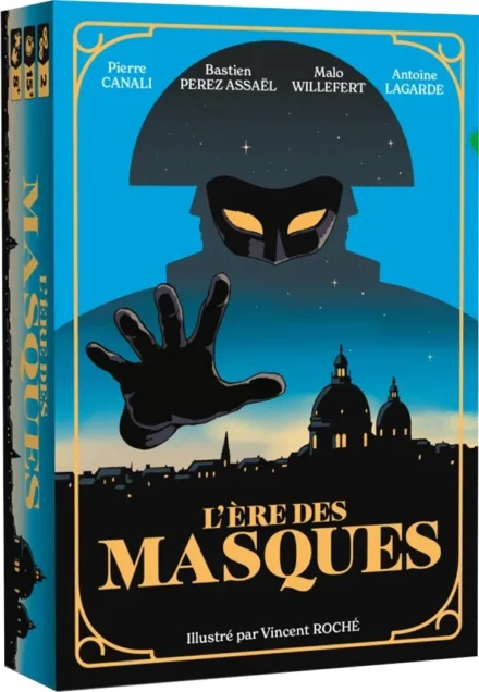 Couverture L'Ère des Masques avec silhouette alien mystérieuse