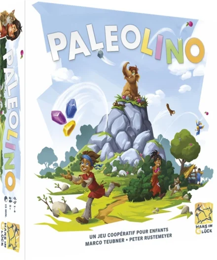 Paléolino jeu coopératif enfants avec dinosaure et cristaux