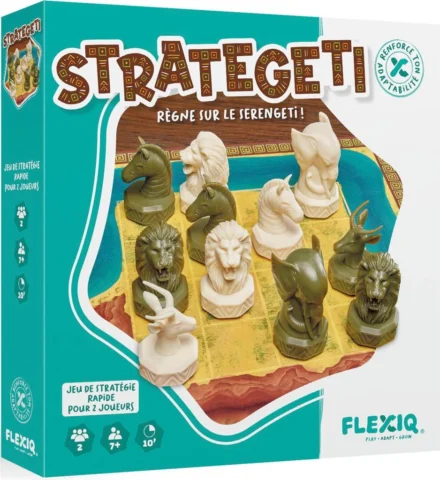 Boîte de jeu Strateget avec pièces animales sculptées