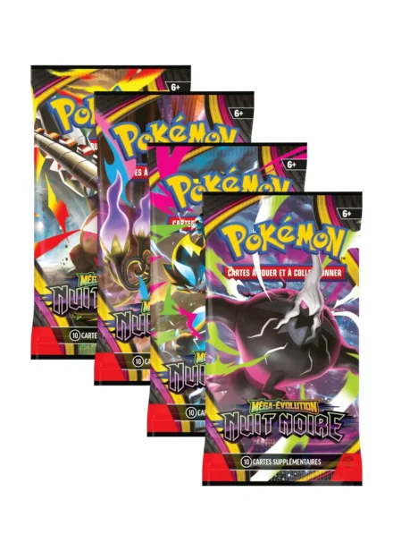 Booster Pokémon Nuit Noire Méga-Évolution avec cartes