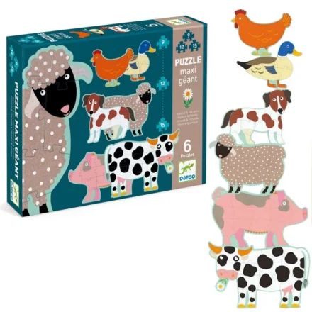 Puzzle empilable animaux ferme Djeco six puzzles
