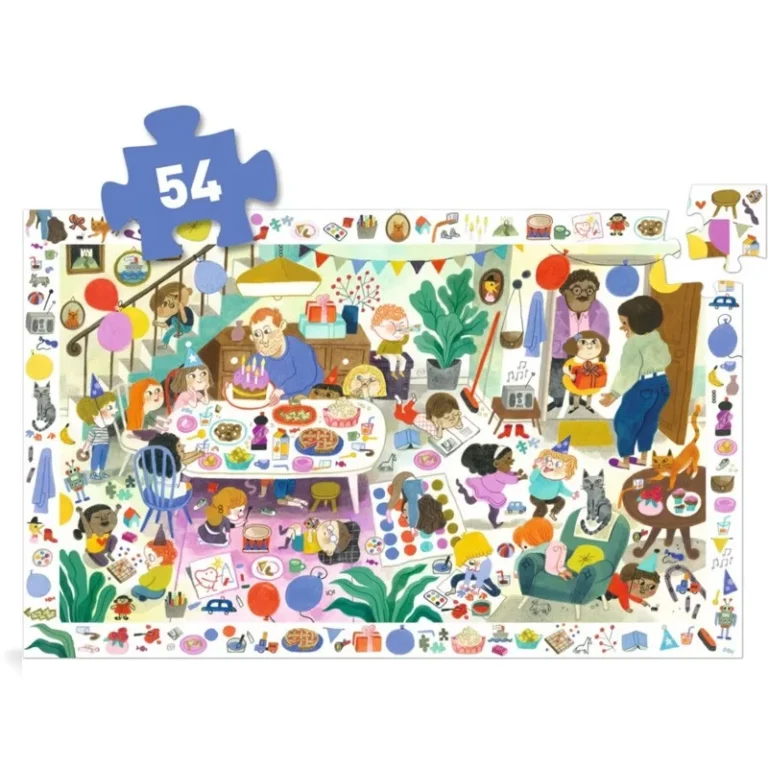 Puzzle 54 pièces scène famille colorée maison