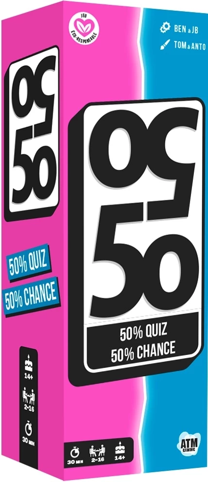 Boîte jeu OG 50 quiz chance rose bleu