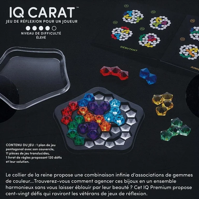 IQ Carat jeu réflexion pentagonal gemmes colorées translucides