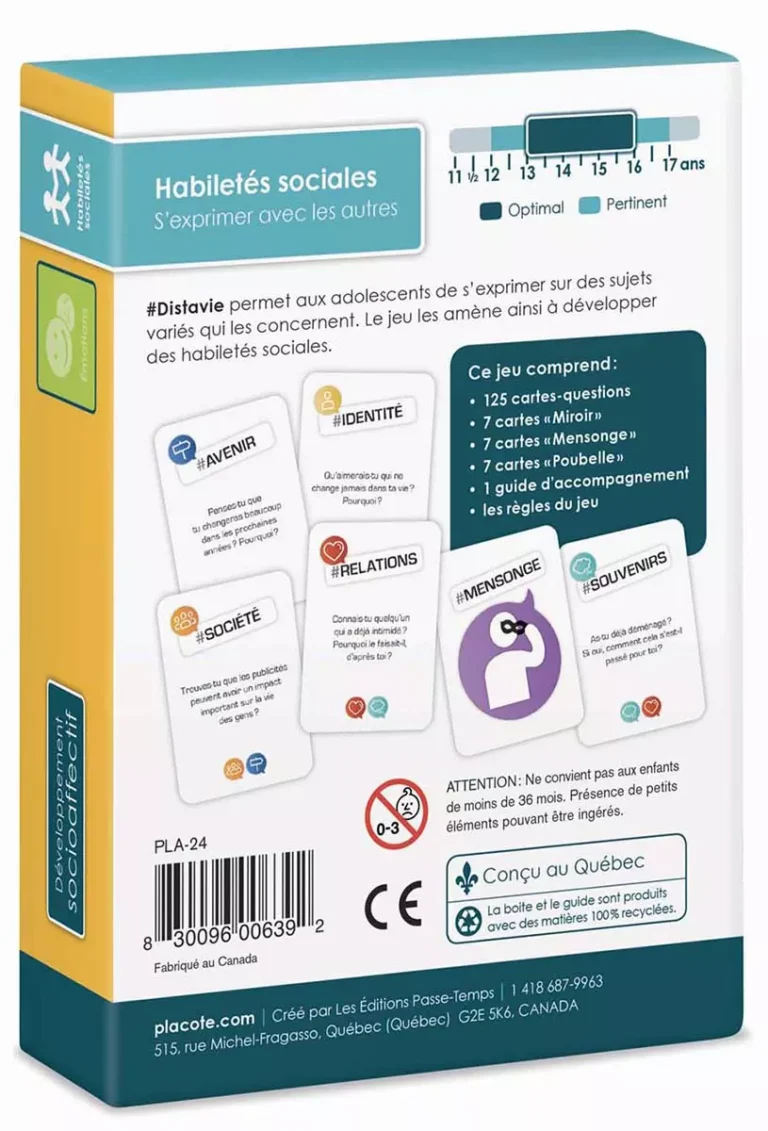 Boîte de jeu #Distavie sur les habiletés sociales pour adolescents