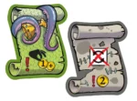 Carte au trésor avec tuyaux verts et parchemin ancien