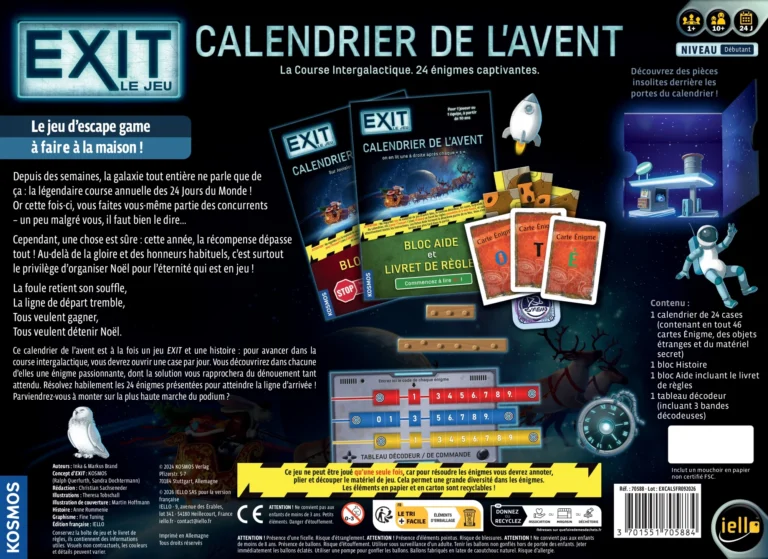 Calendrier de l'Avent EXIT jeu d'escape game spatial