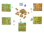 Jeu de société nature avec jetons en bois et plateaux verts